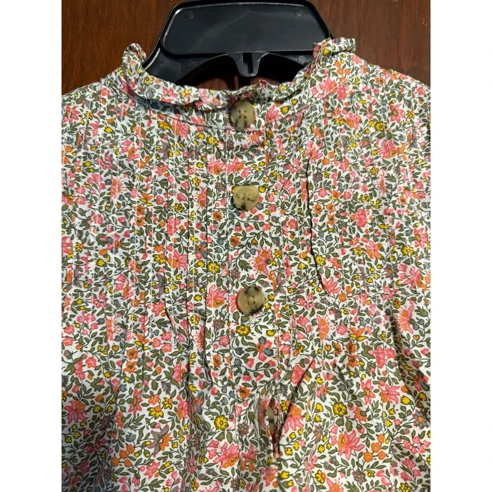 J Crew Pintuck Cotton Poplin Top in Scattered Blooms size XL